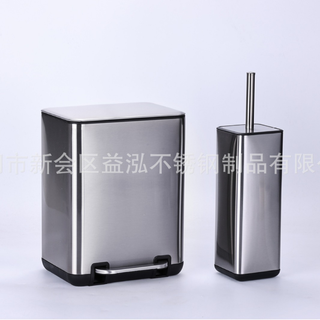 不锈钢方形垃圾桶脚踏型家用厨房办公欧式客厅静音缓降带盖垃圾桶