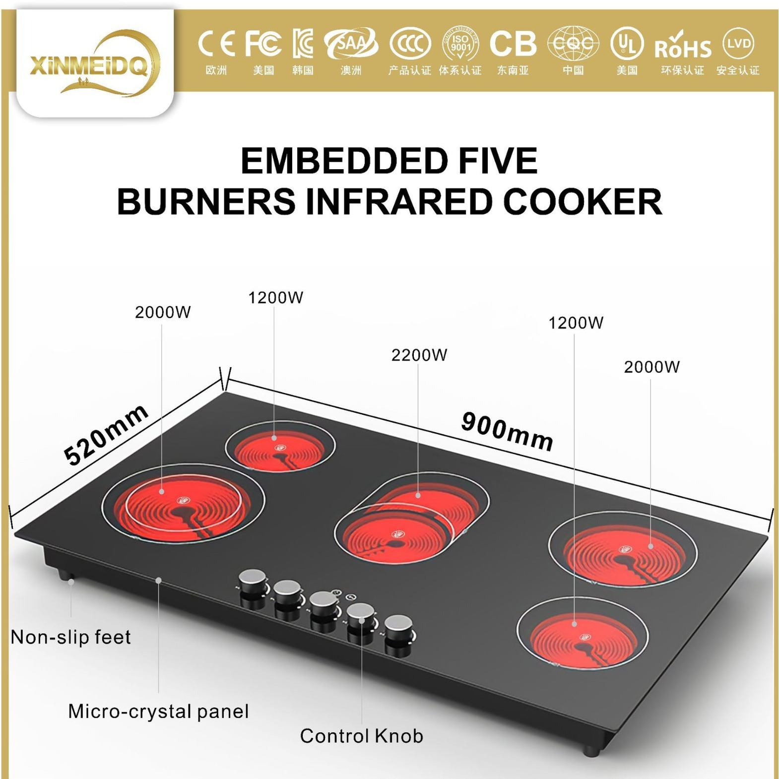 ectrich Cooker 5 đồ gốm điện tử nhiều lò điện từ kết hợp với lò nướng điện từ gắn vào