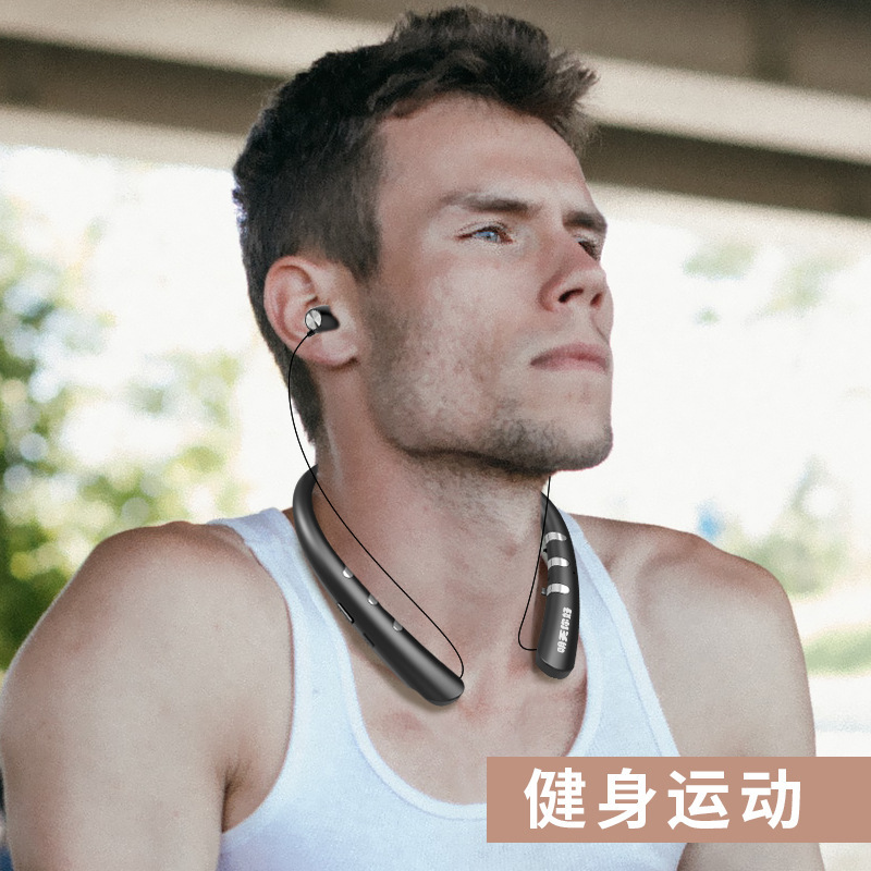 Tai nghe răng xanh kết nối cổ với một cáng dài và một thời gian dài ở HX883.