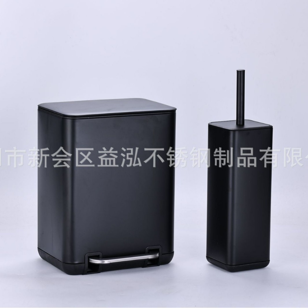 不锈钢方形垃圾桶脚踏型家用厨房办公欧式客厅静音缓降带盖垃圾桶