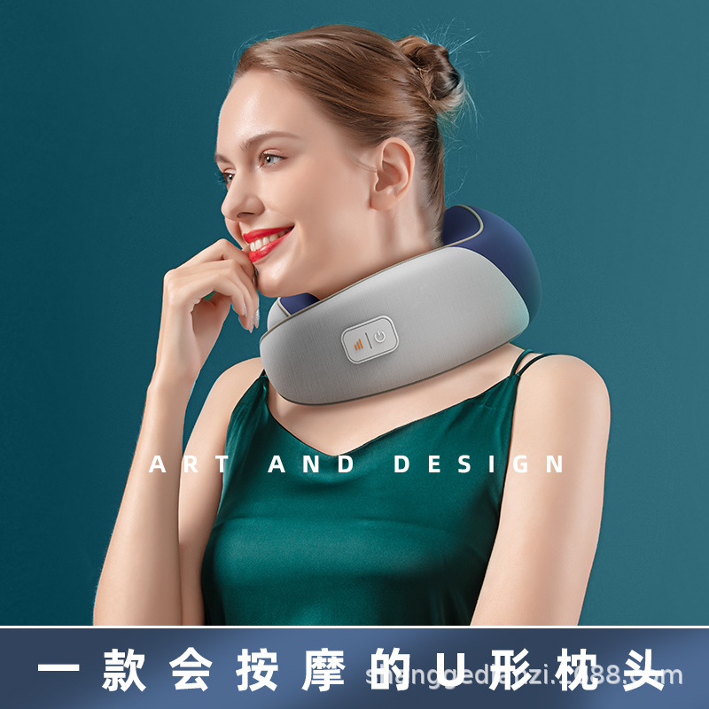 源頭工廠U型頸椎按摩器頸部按摩儀器 車載按摩枕家用揉捏肩頸定製