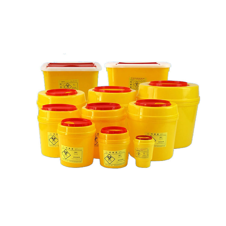 医疗黄色锐器盒 废物垃圾收纳盒 方形推盖利器盒医用5L