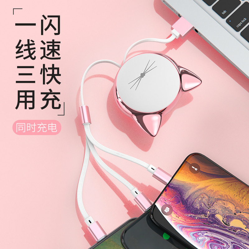 Mèo kéo ba dòng dữ liệu để bán cho một bộ sạc điện thoại.
