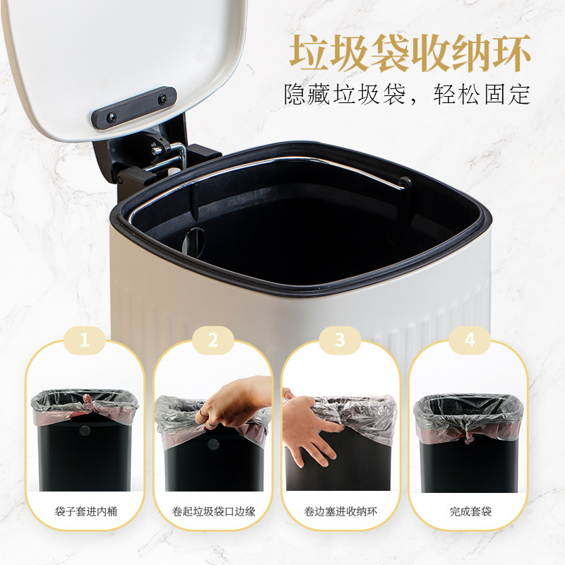 Nhà bếp với thùng rác thép không rỉ với chốt nhỏ sang trọng trong phòng khách 12L