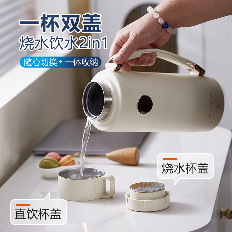 电热杯1升便携烧水杯旅行热水壶加热杯电炖杯保温杯烧水壶大容量