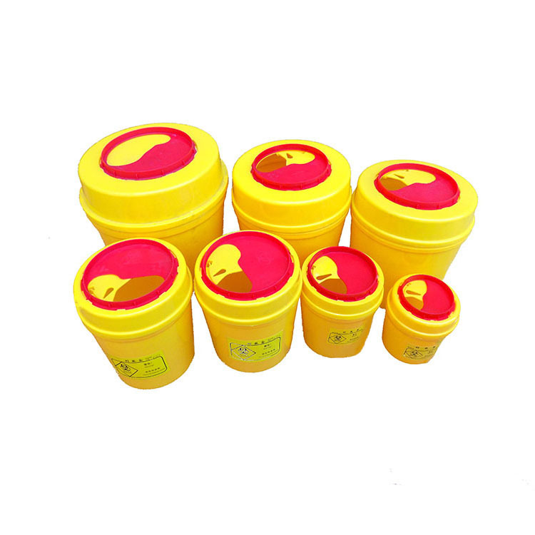 The manufacturer issues a 5-L round needle syringe box for medical waste trash.
