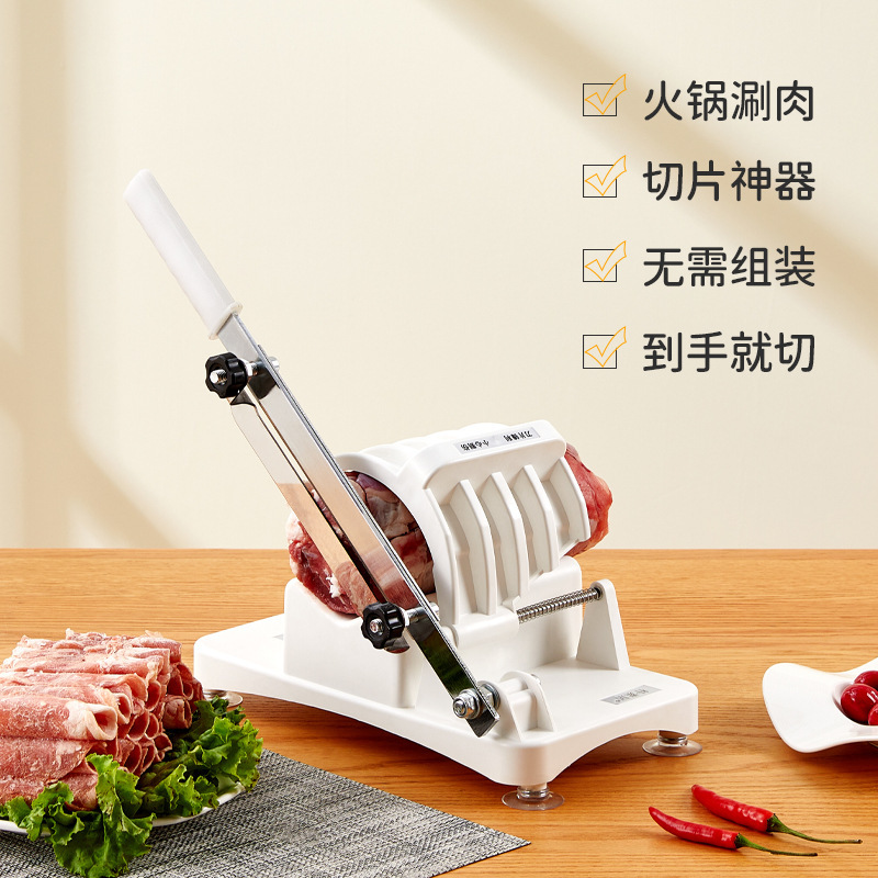 손에 손 절단기, 지방소 및 염소 절단기, 상업적인 고기 절단기를 가진 크로스 국경 Meatloaf 절단기.