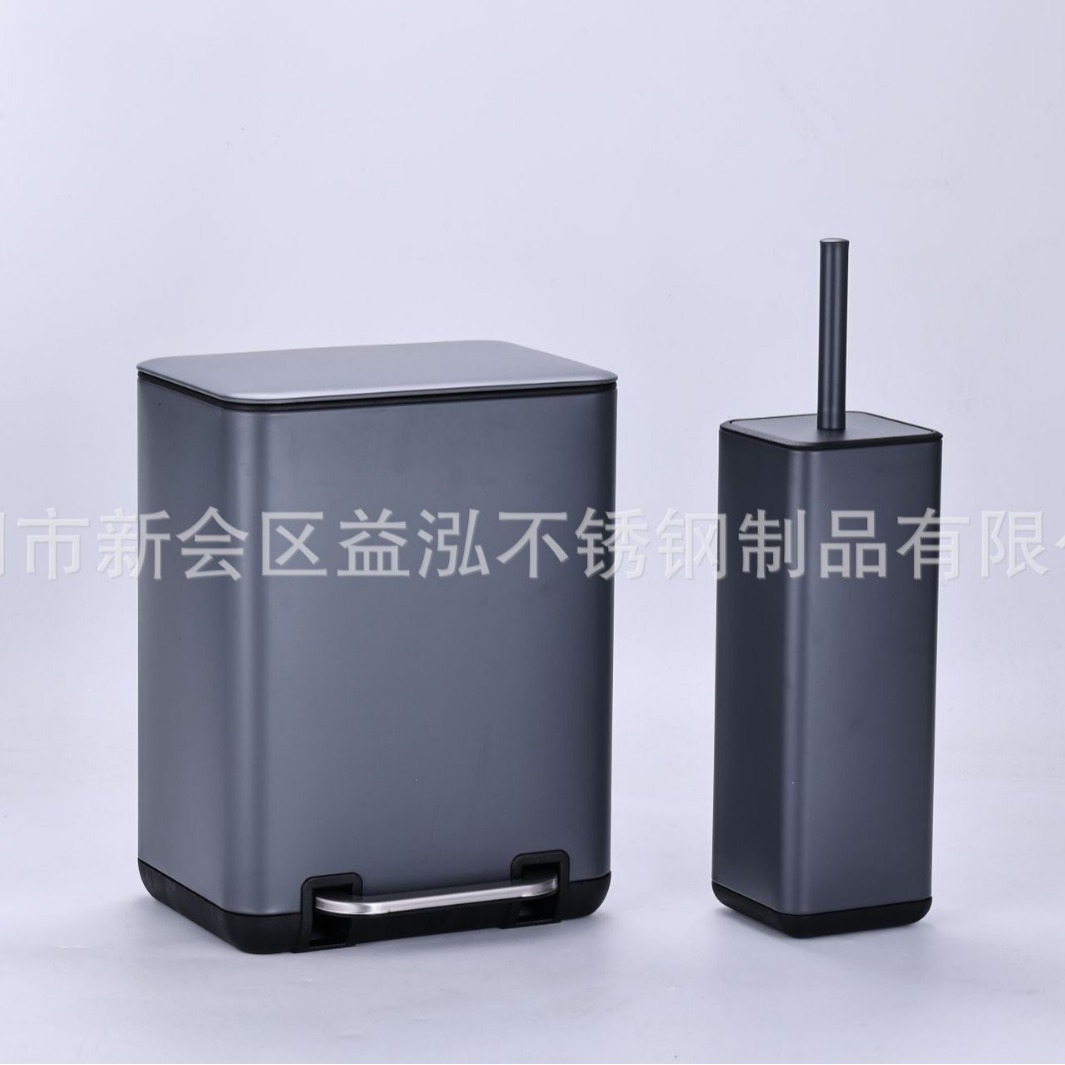 不锈钢方形垃圾桶脚踏型家用厨房办公欧式客厅静音缓降带盖垃圾桶