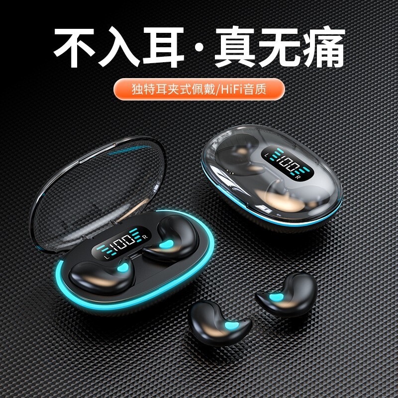 Bộ tai nghe răng xanh nhỏ xuyên qua X55, với một mô hình cá nhân siêu dài trong tai.