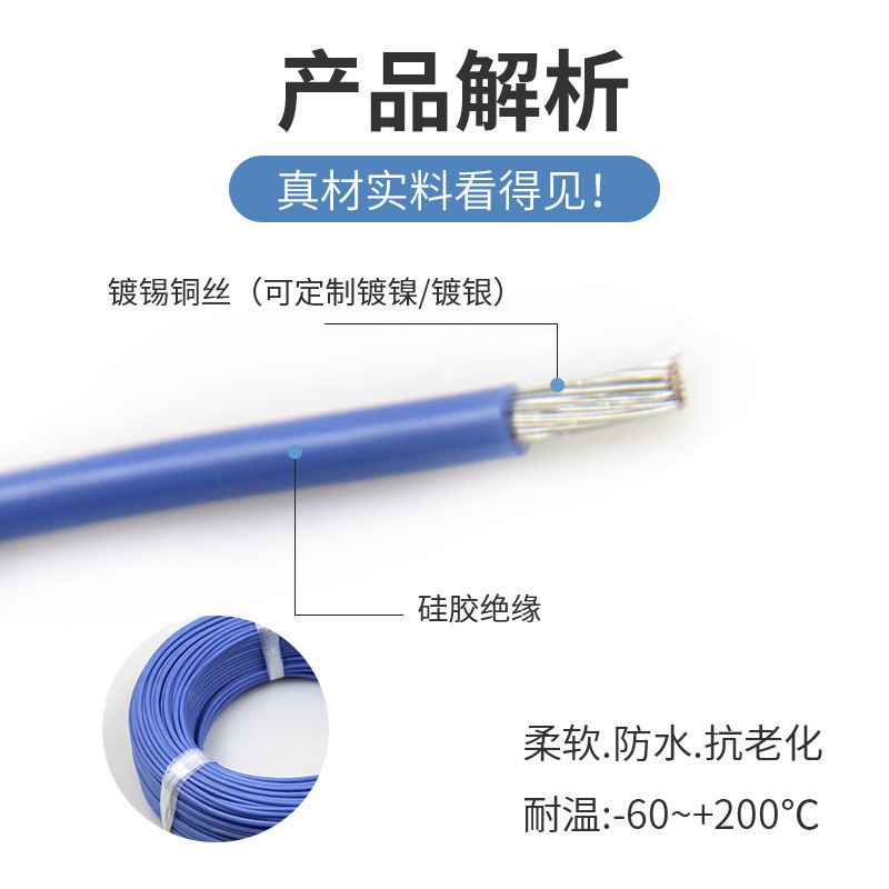 Wireworker Ul3530 Silicon-based electronic wires plating tin and copper with a high temperature of 200°C light line connection