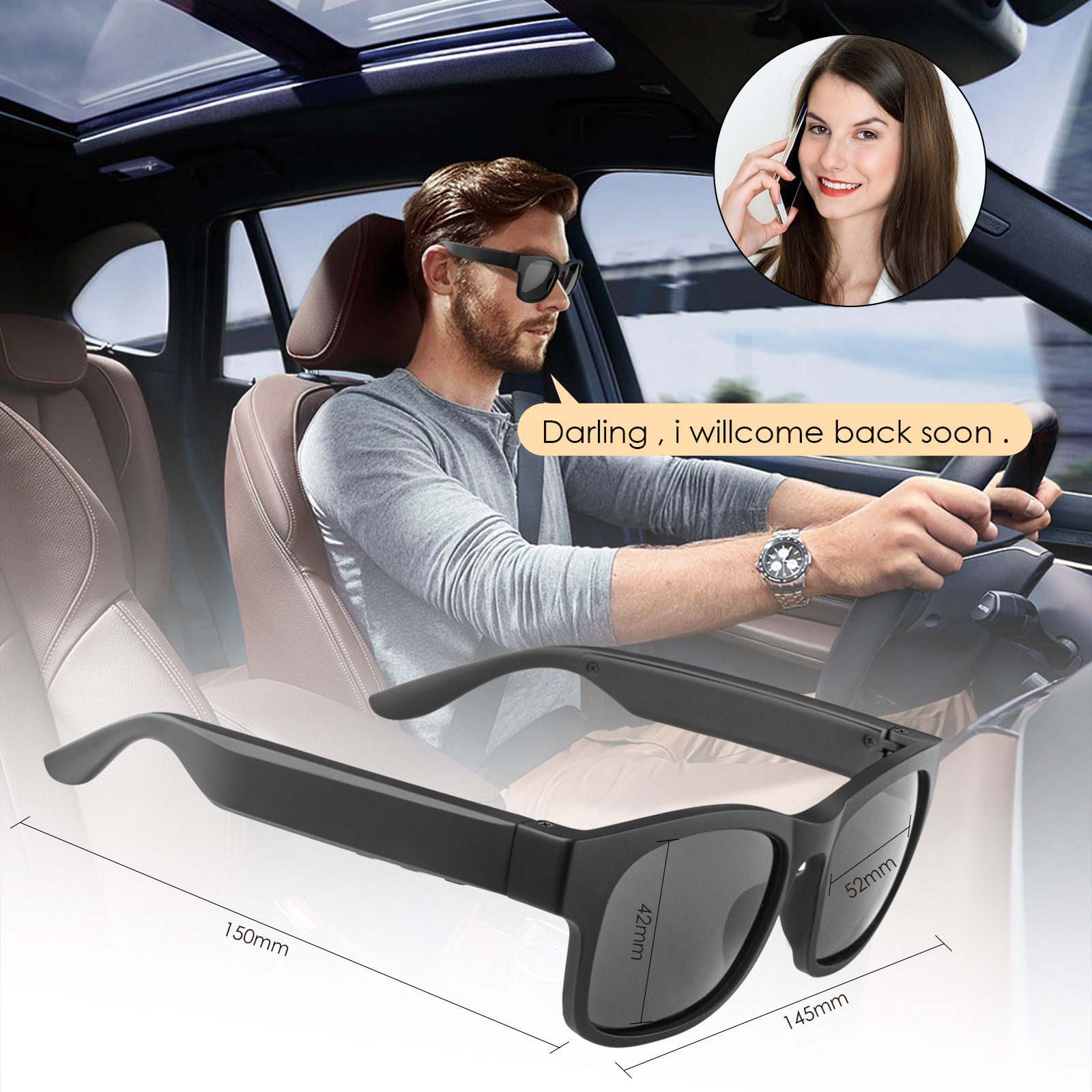 Cross-border specializing in smart bluetooth glasses, open bluetooth headphones, sunglasses, blue