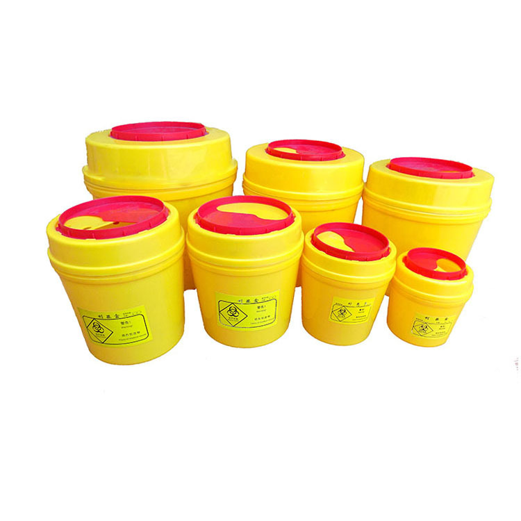 The manufacturer issues a 5-L round needle syringe box for medical waste trash.