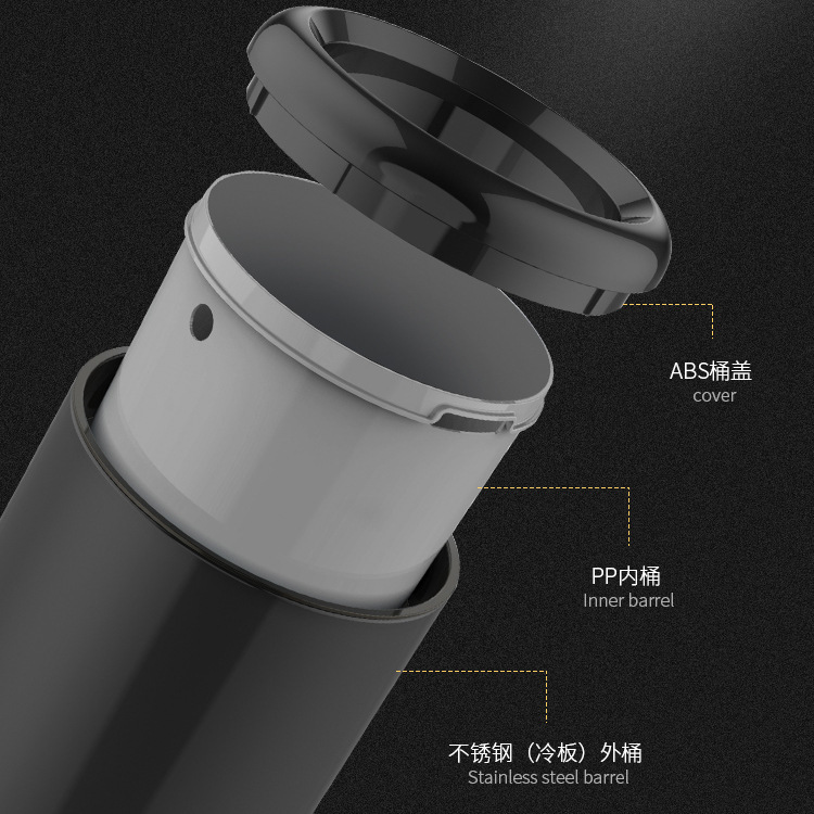 垃圾桶9L家用无盖厨房卫生间客厅卧室简约不锈钢创意厂家一件代发
