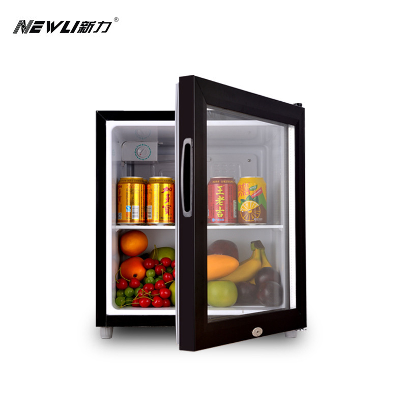 Một cái tủ lạnh cỡ 50L để chỉ cho anh cách giữ thức ăn trong tủ.