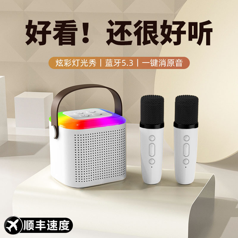 Hộp âm thanh Bluetooth cầm tay hát tại nhà ở bên ngoài micrô