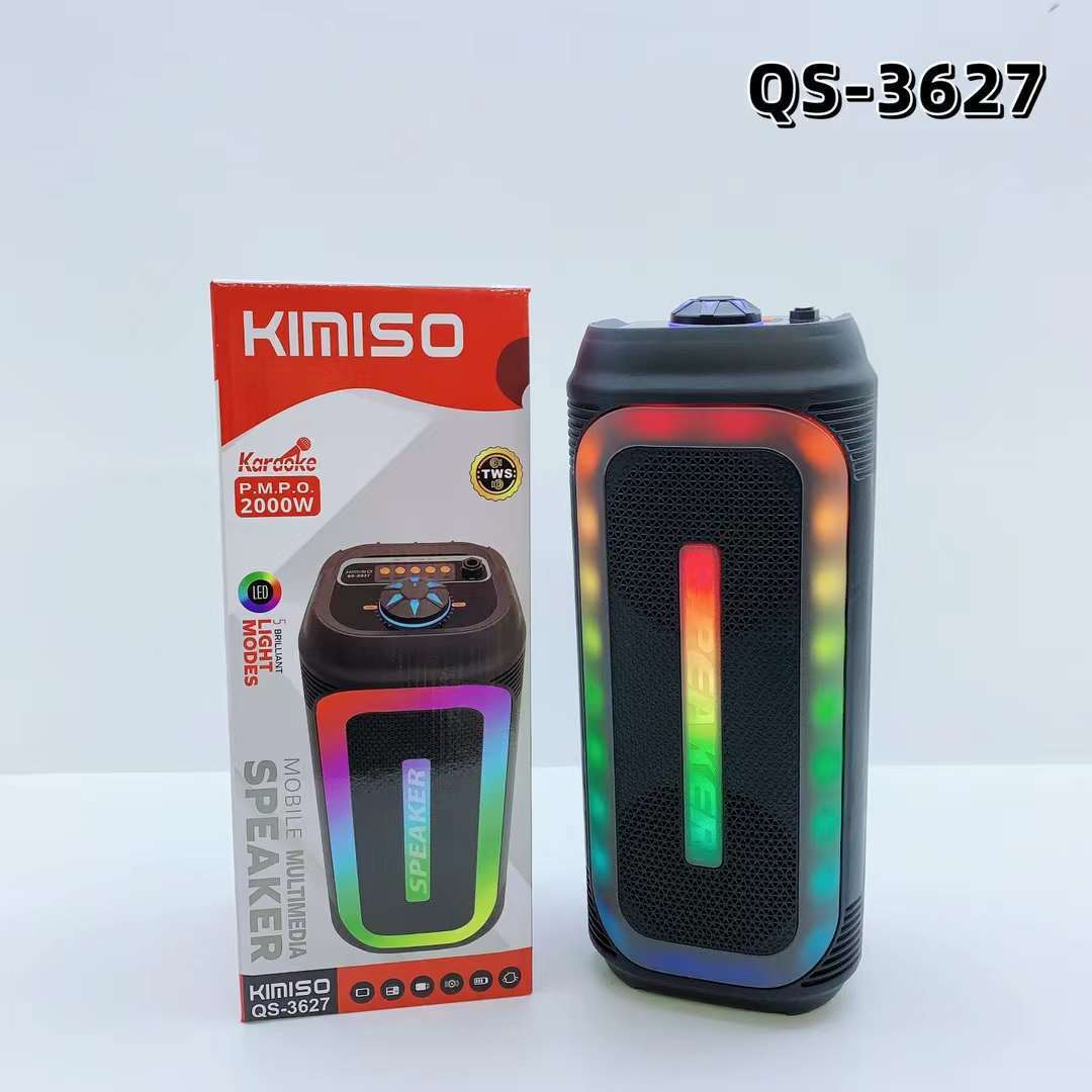 Hộp nhạc vuông radio QS-3627 4 inch, loa đôi, RGB, âm thanh bluetooth cầm tay