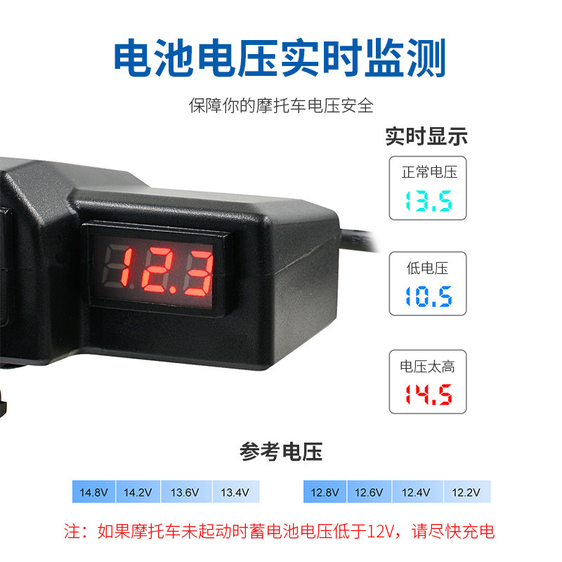 Sửa đổi mô tô chéo của một giao diện nạp USB kép với giám sát bảng điện áp USB5V 3.1A