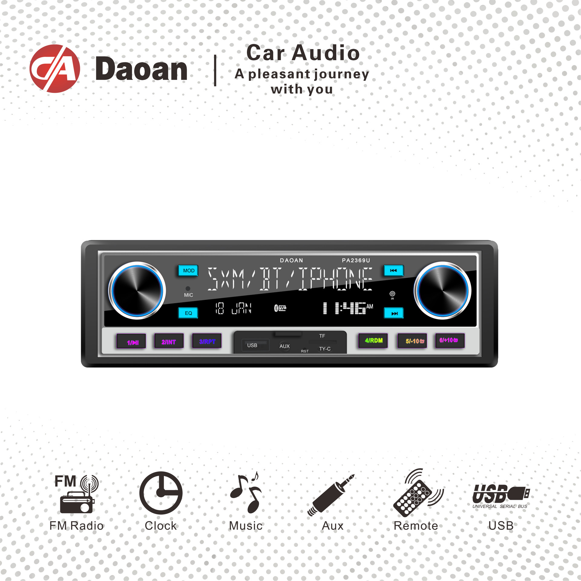 Tốt nhất bán màn hình LCD màn hình xanh một súng ngắn MP3 gắn kết âm thanh bảng điều khiển USB+S