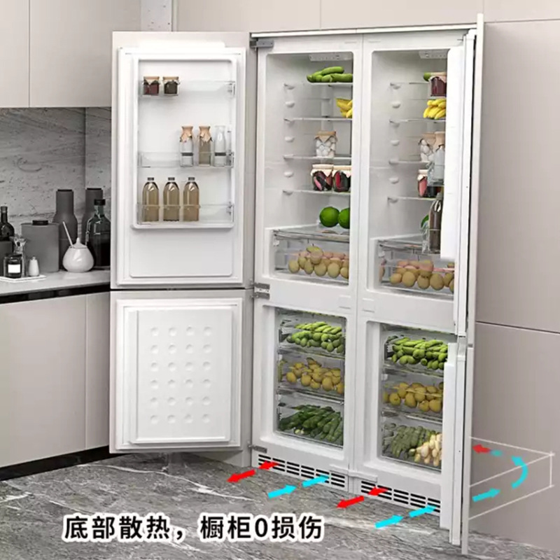 Nó lạnh và lạnh ở đáy tủ lạnh được nhúng đầy đủ, và nó là một nguồn tủ lạnh siêu mỏng được giấu kín.