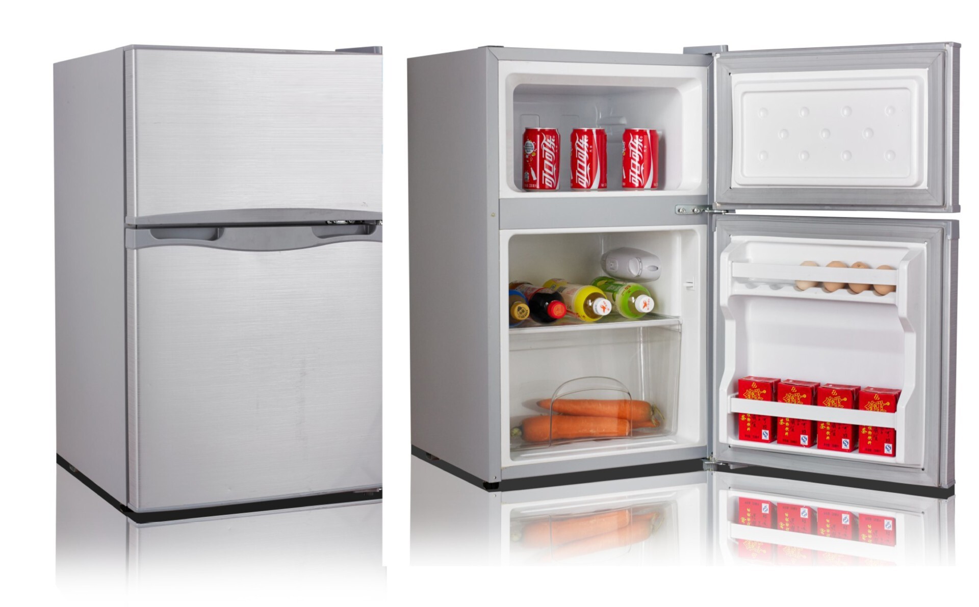 Chiếc RV, tủ lạnh có gắn xe, tủ lạnh, cửa đôi, tủ lạnh loại 12-24 được khóa thẳng.