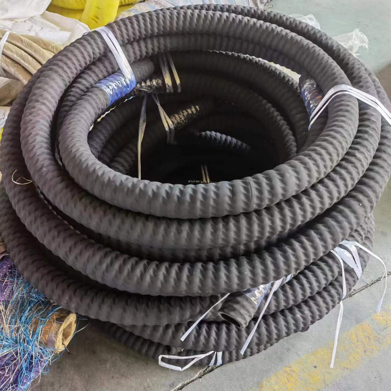 Water drainage from underground wells and gas discharge hoses;