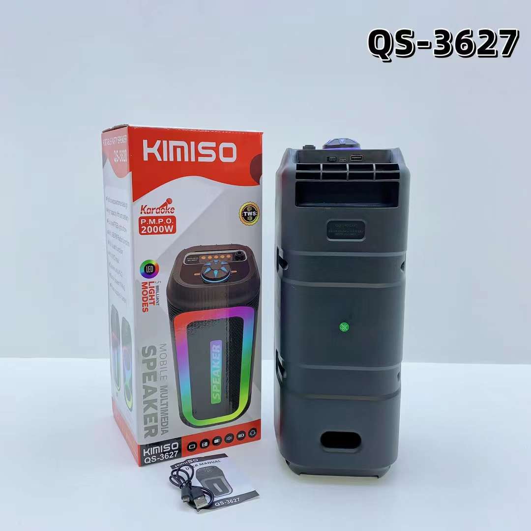 Hộp nhạc vuông radio QS-3627 4 inch, loa đôi, RGB, âm thanh bluetooth cầm tay