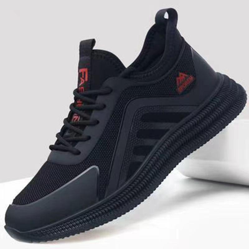Men's sneakers in the air, Korean-style leisure-shoe students running on soft-shoes, black-shoe net.