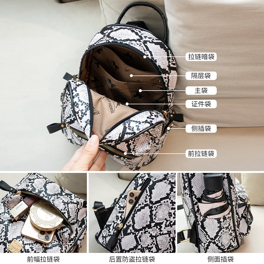 The factory's distribution of the new double-shoulder bag for a fashion-based girl with a small backpack for a large student bag.