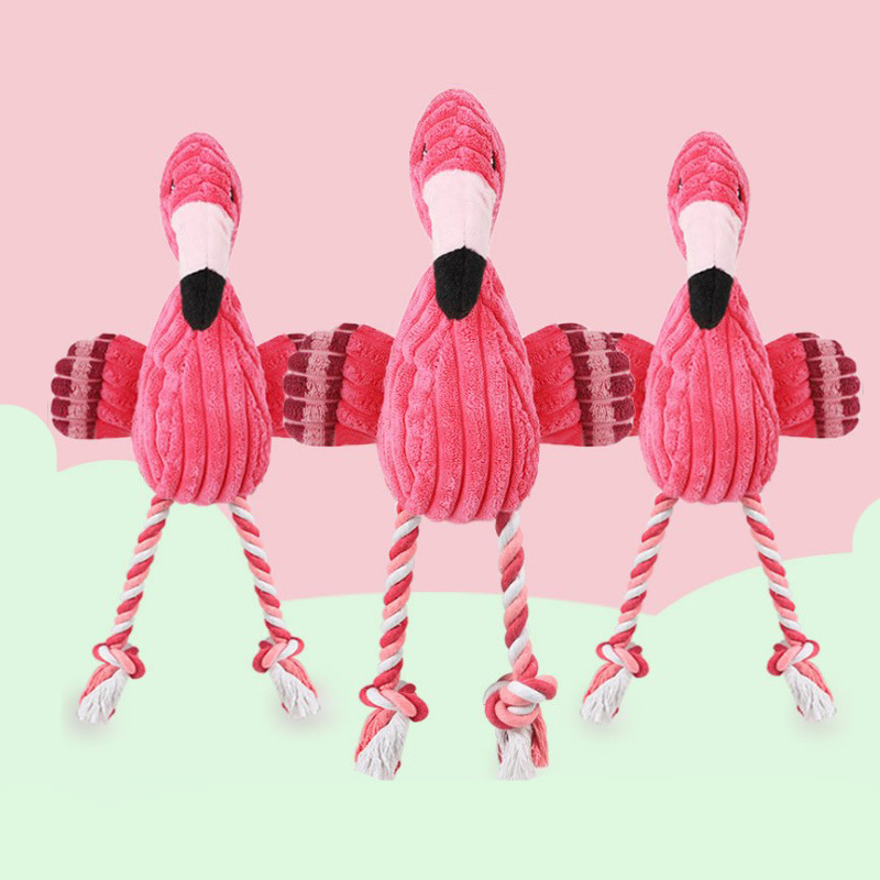 Spiral dog toy flamingo-formed cotton-line velvet-resistant pets.