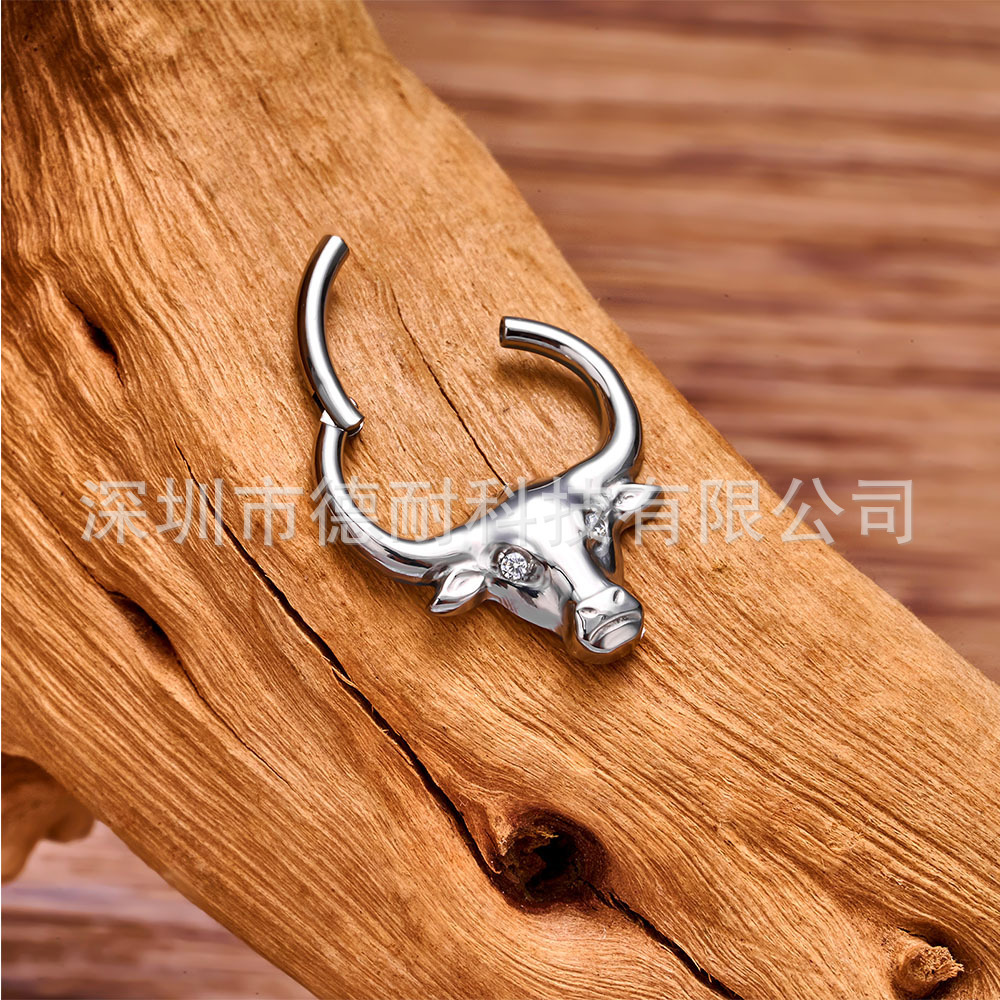 G23 F136 Cow Sculpture 5A quail piercing punk nose rings