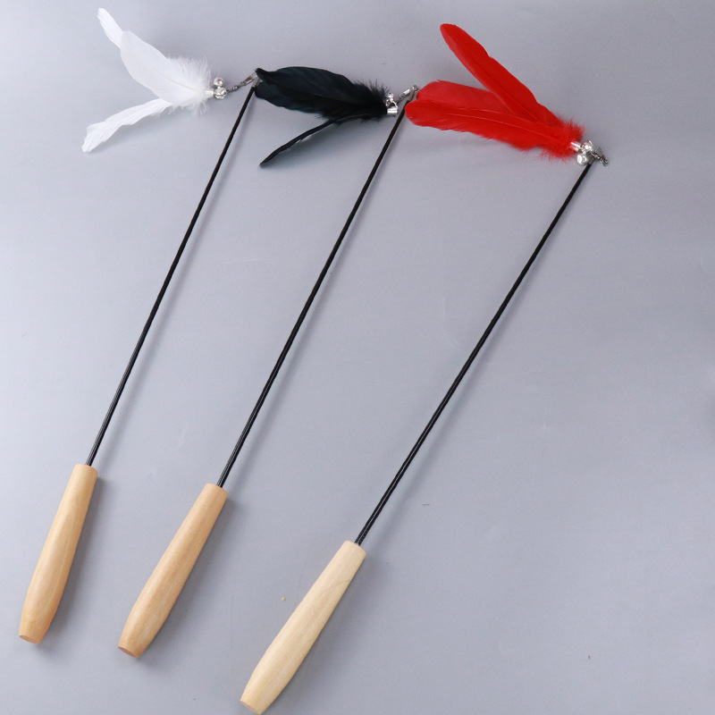 Cái cán gỗ mới kéo dài thanh mèo, lông vũ, chuông sặc sỡ, đồ chơi mèo, hàng rào sống.