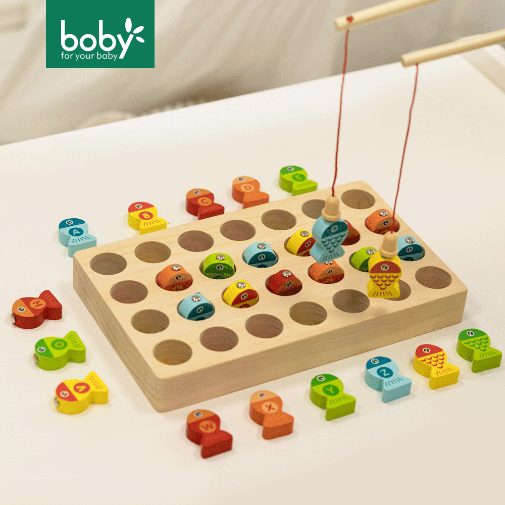 26 letters of wood-fishing toy magnetic baby baby initiation awareness game