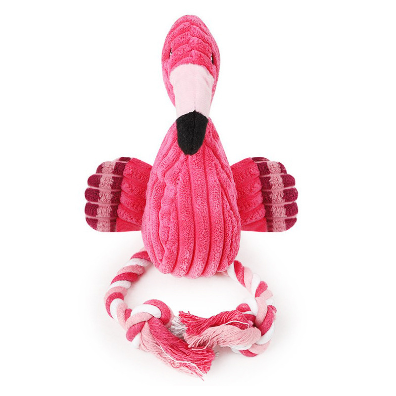 Spiral dog toy flamingo-formed cotton-line velvet-resistant pets.