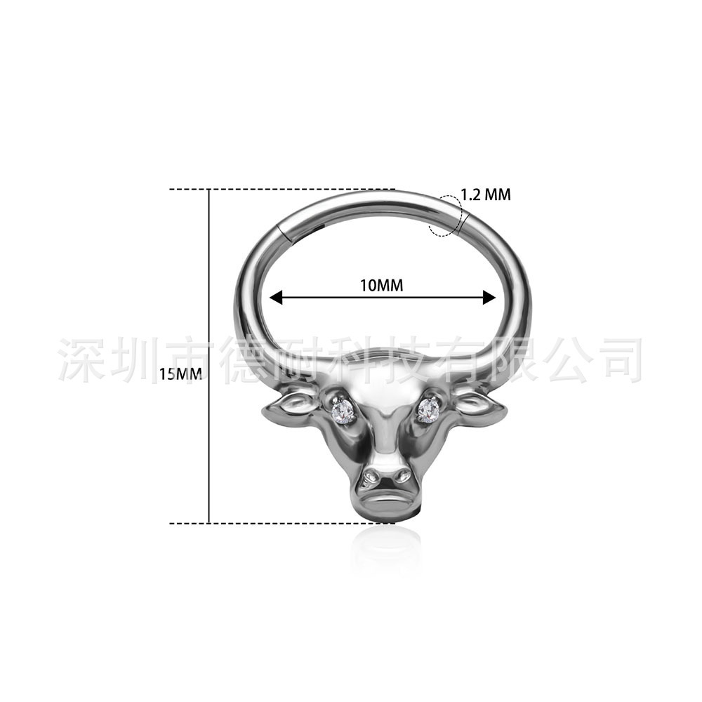 G23 F136 Cow Sculpture 5A quail piercing punk nose rings