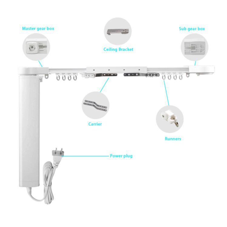 電動窗簾DIY組裝套裝google home alexa語音控制智能靜音窗簾軌道