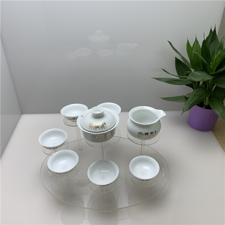 Eight round-sized Akley teacup display set, organic glass ceramic display set.