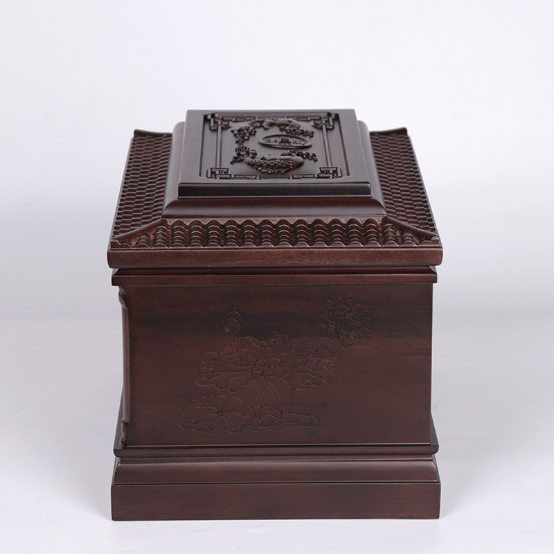 The urn box, the urn, the urn box, the man's and the woman's coffin.