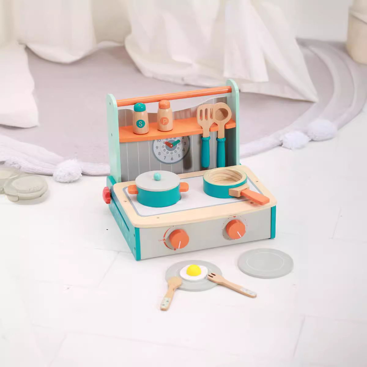 Nordian wood simulator kitchen set for cooking and cooking.