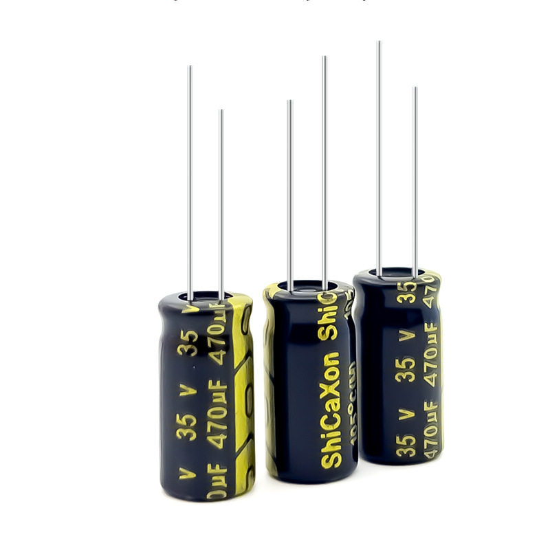 Plugin electrolytic capacitor 35v470uf 8x16 HF low resistance aluminium electrolytic cap 105°C ShiCaXon