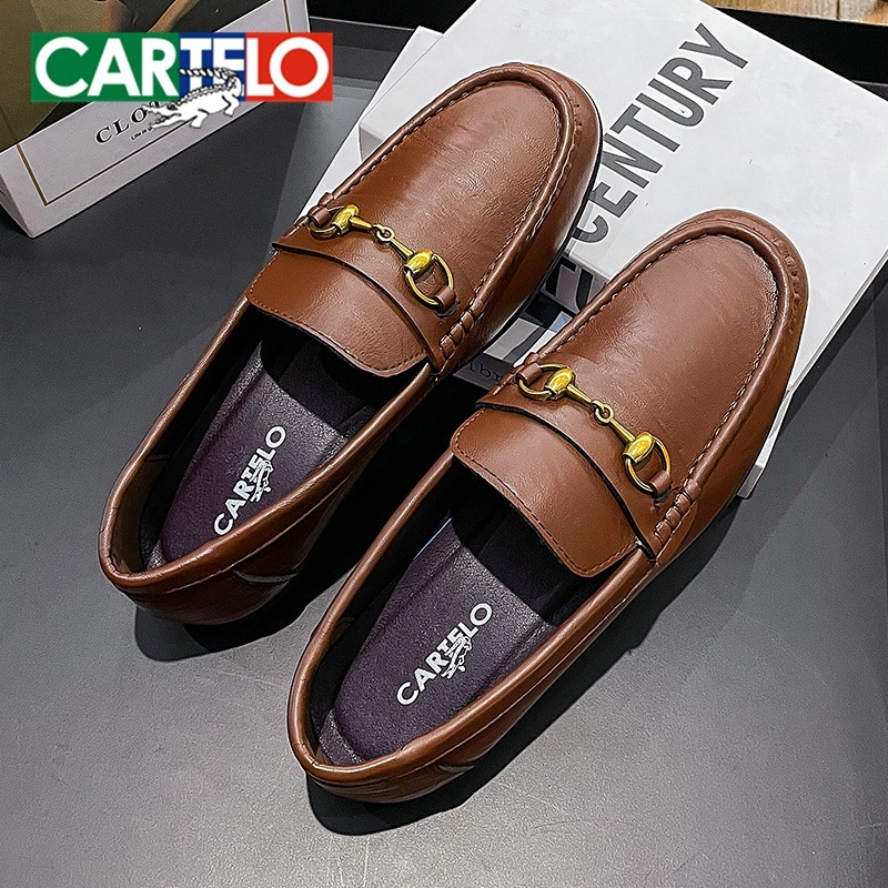 Cartier's 2022 new soft-skinned, soft-skinned man's leisure shoes, head-covered cow shoes, beans.