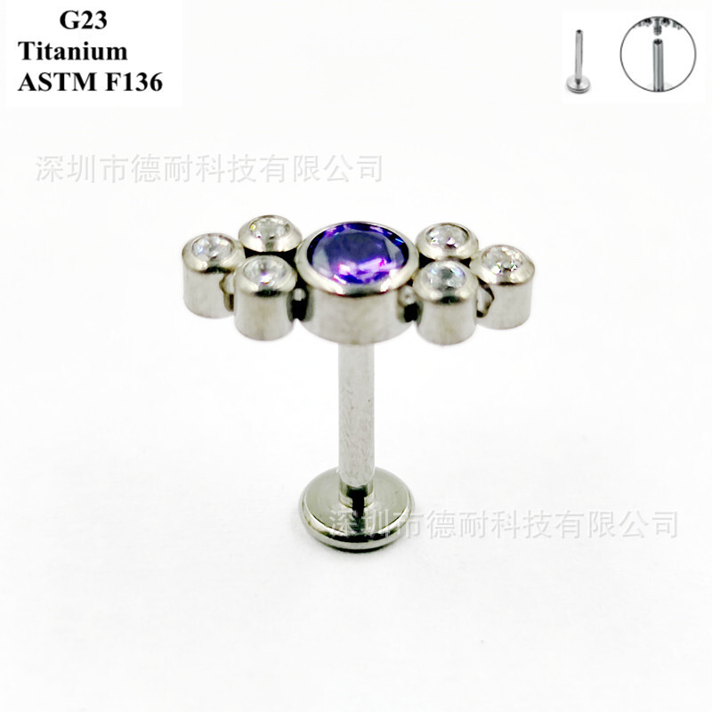 Cross-border thermal sale of G23 titanium alloy ear nails designed by crowds for the piercing of o'pore rings.