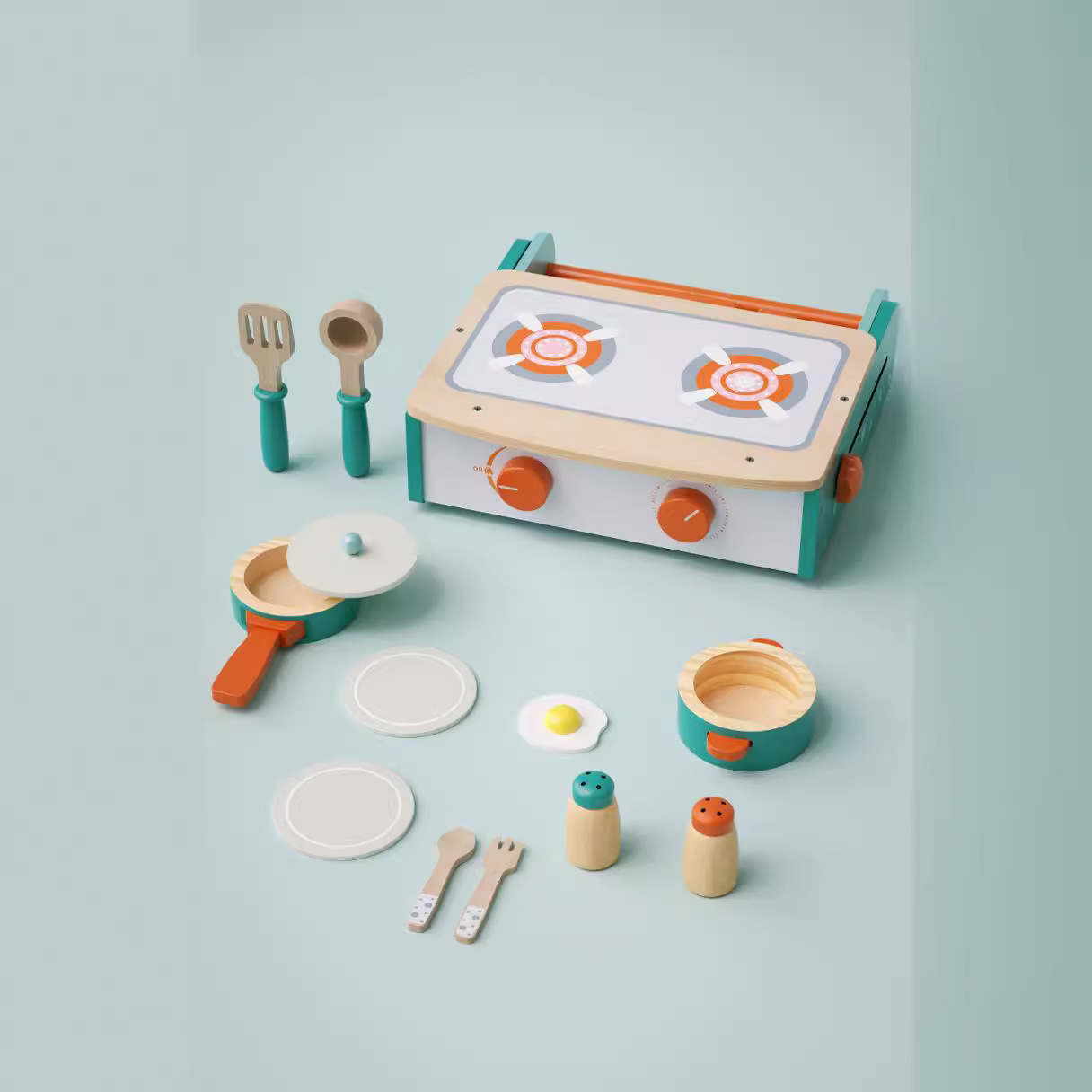 Nordian wood simulator kitchen set for cooking and cooking.