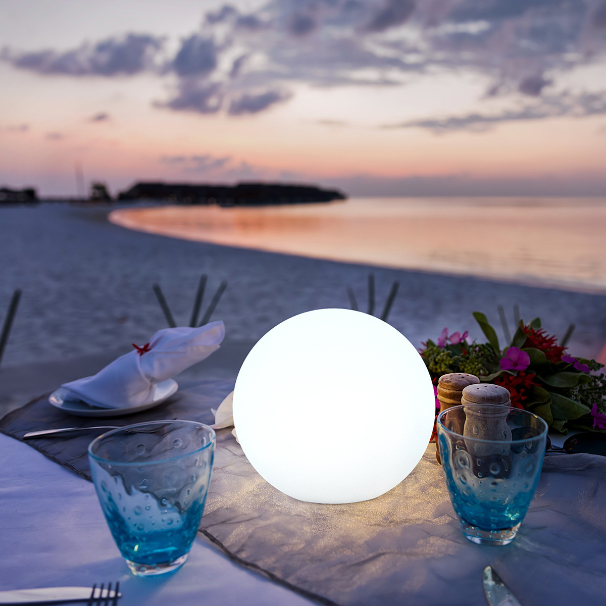 Charged remote table-light bar, table-top atmosphere decorator, ball-shaped moon night light