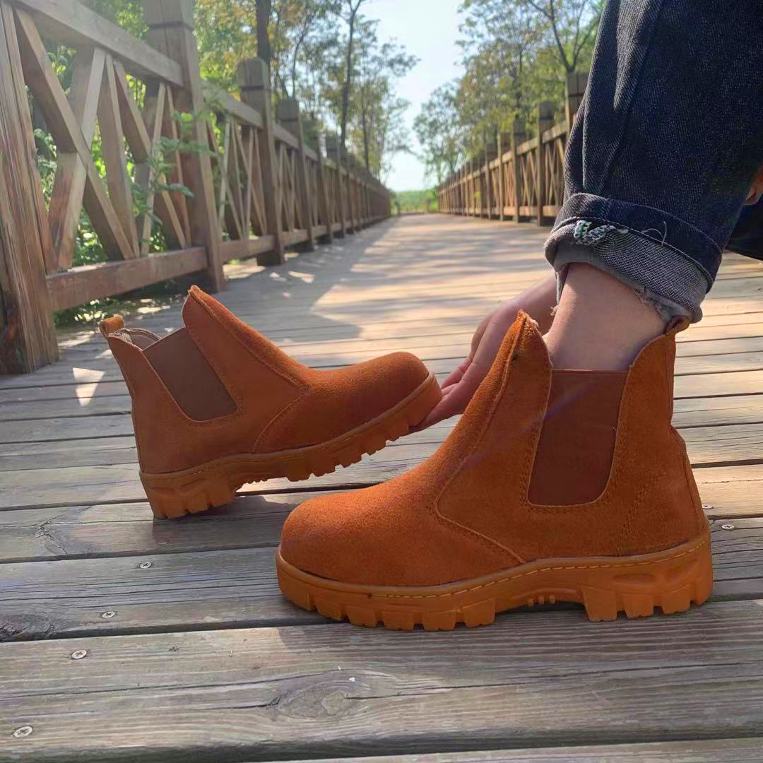 Customizing welders' shoes to protect them from stabbing.