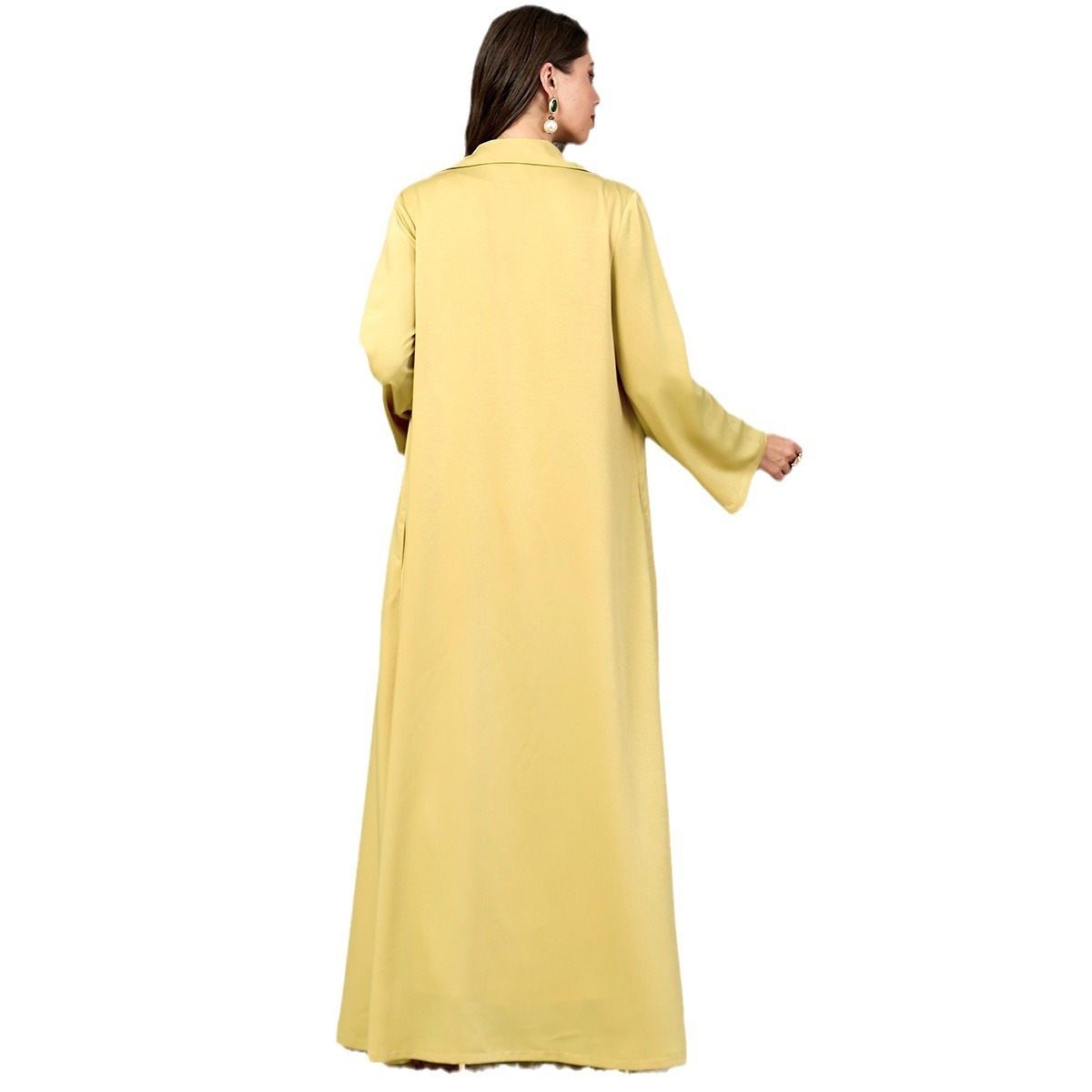 3799 Middle East Arab 2023 hot-sale yellow-covered coat dress for women with long sleeves