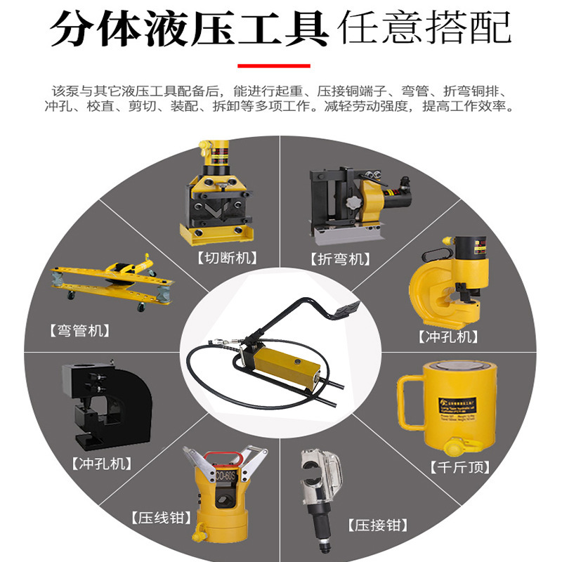 定製CP700D-CP800小型腳踏打壓方泵超高壓手動液壓泵浦便攜式油管