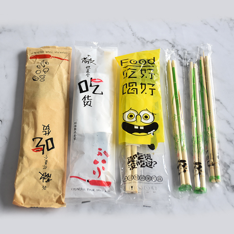 Giao một bộ đũa một chiều cho môi trường cho bốn gói chứa bốn gói và một hộp dĩa dĩa dĩa
