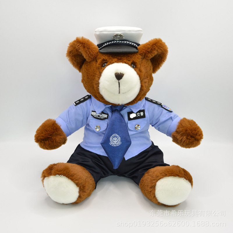 The traffic cop rides the doll Teddy Bear toy toy toy.