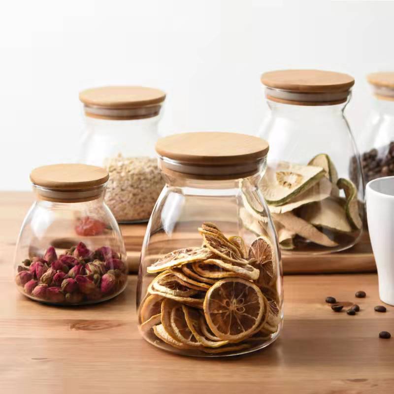 Home-based silica glass cans, candy grain cans, bamboo cork-sealed glass cans.