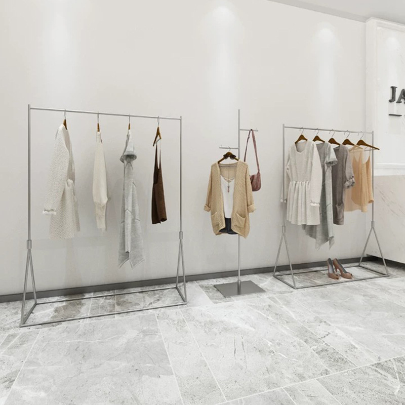 Showcasing displays at a silver dress shop in the North European stainless steel hanger.